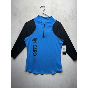 NWT G-III NFL Carolina Panthers 1/4 Zip Women M Blue 3/4 Sleeve Raglan Pullover